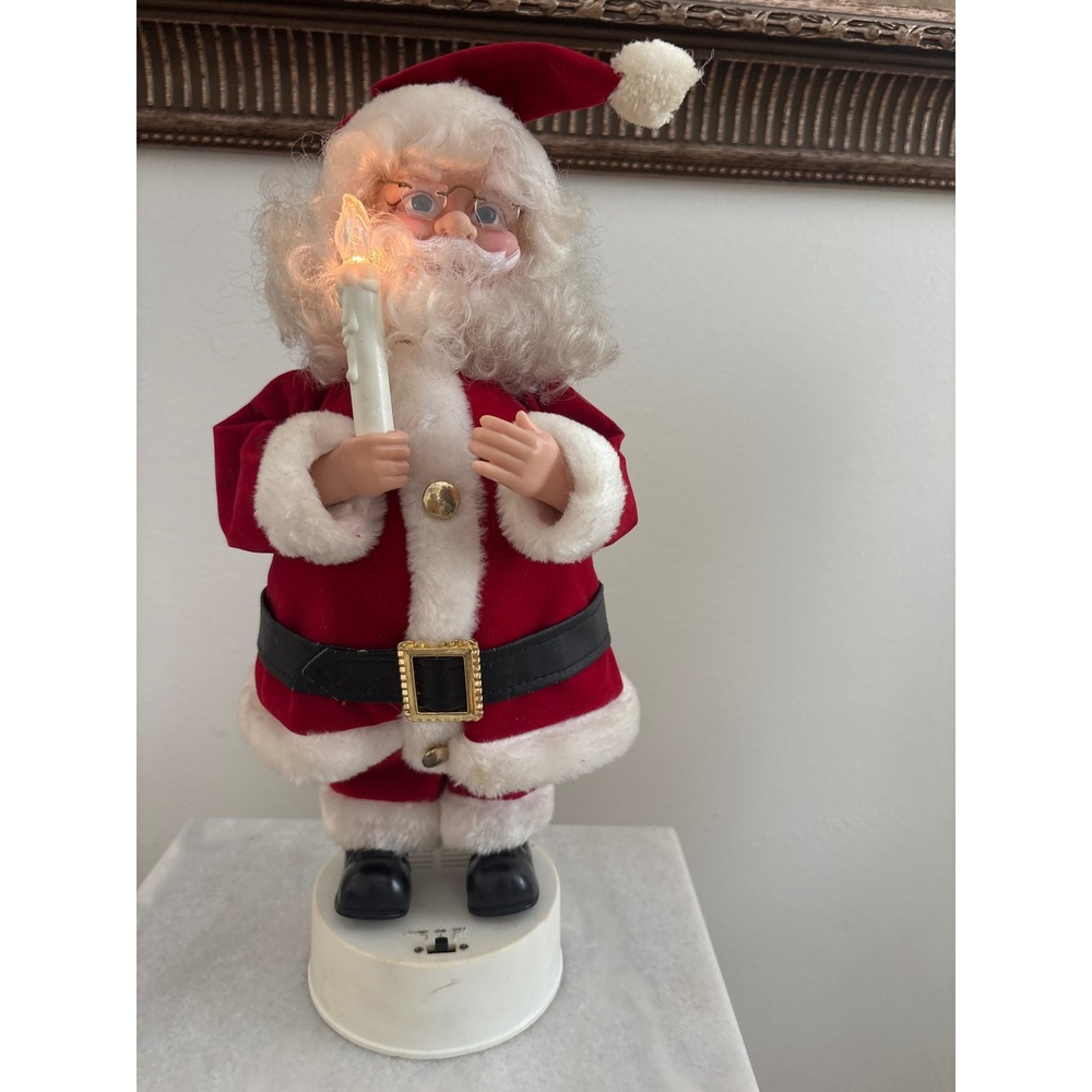 Vintage 1989 Telco Motion-ette Santa Claus Animated Figure Lighted Candle Red